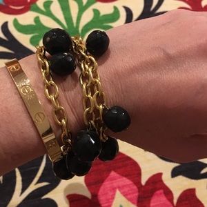 Black and Gold Beaded Wrap Bracelet
